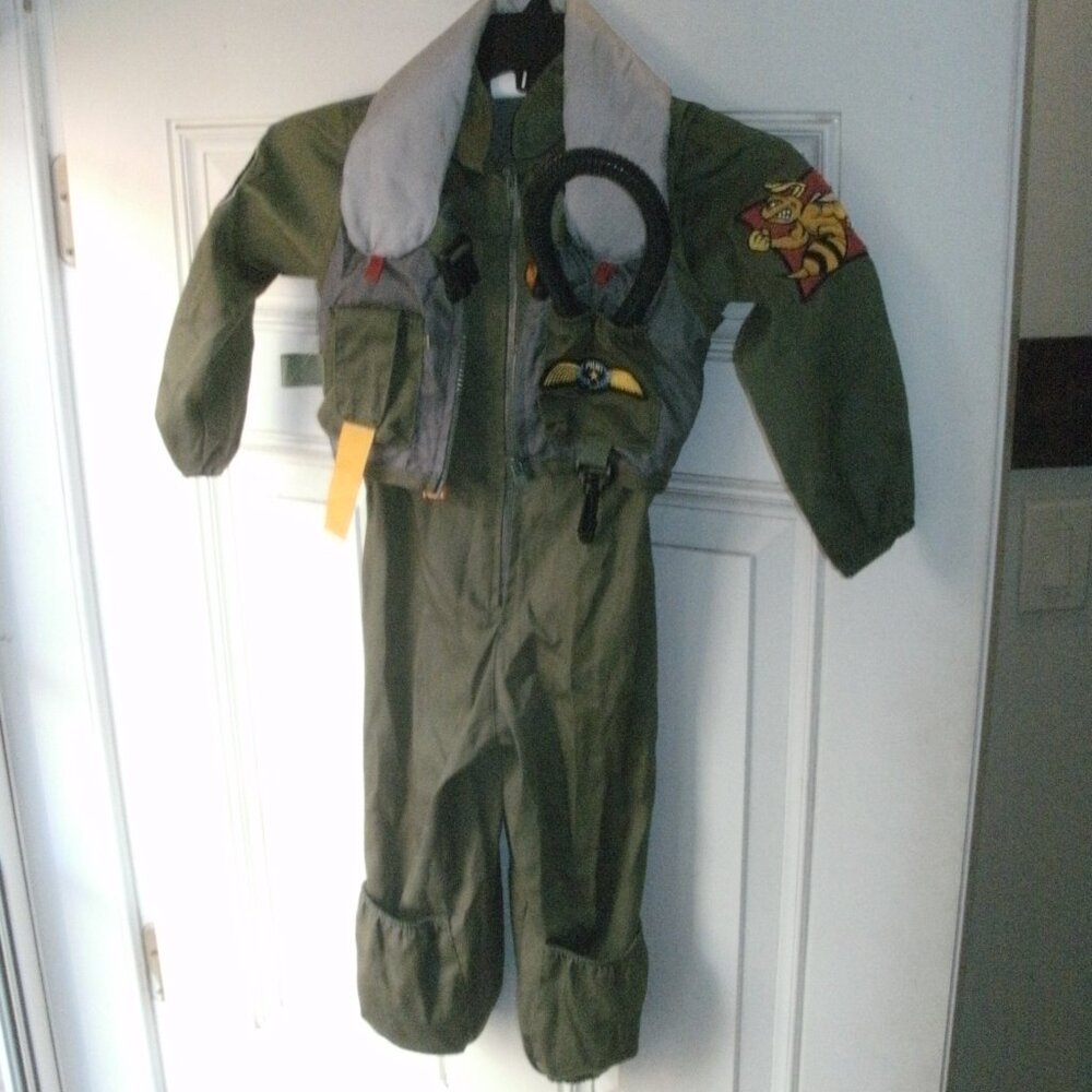 Top Fighter Pilot Jumpsuit Attached Utility Vest Cosplay Halloween Costume ~ 3/4